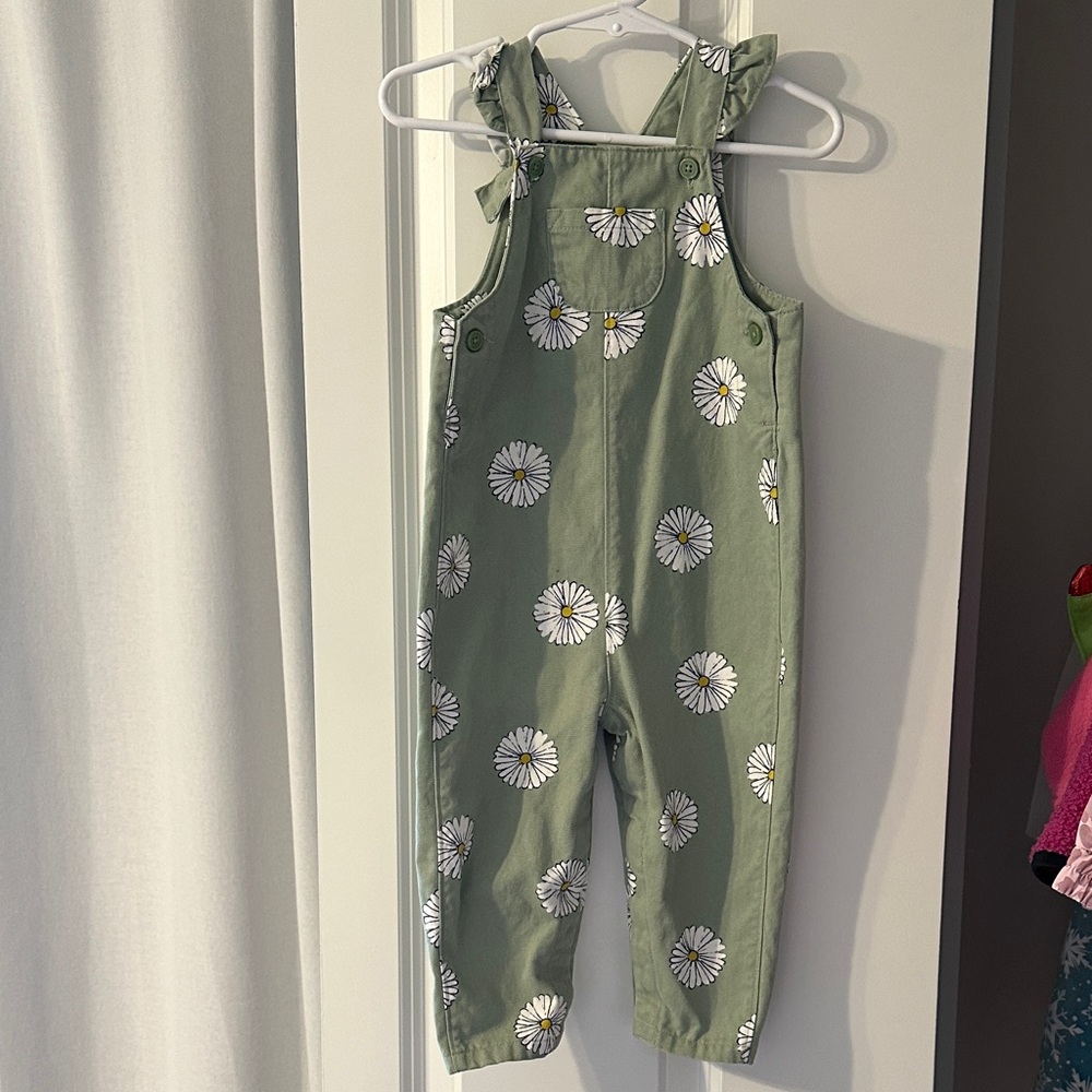 Carter's Sage Overalls with Daisy Print